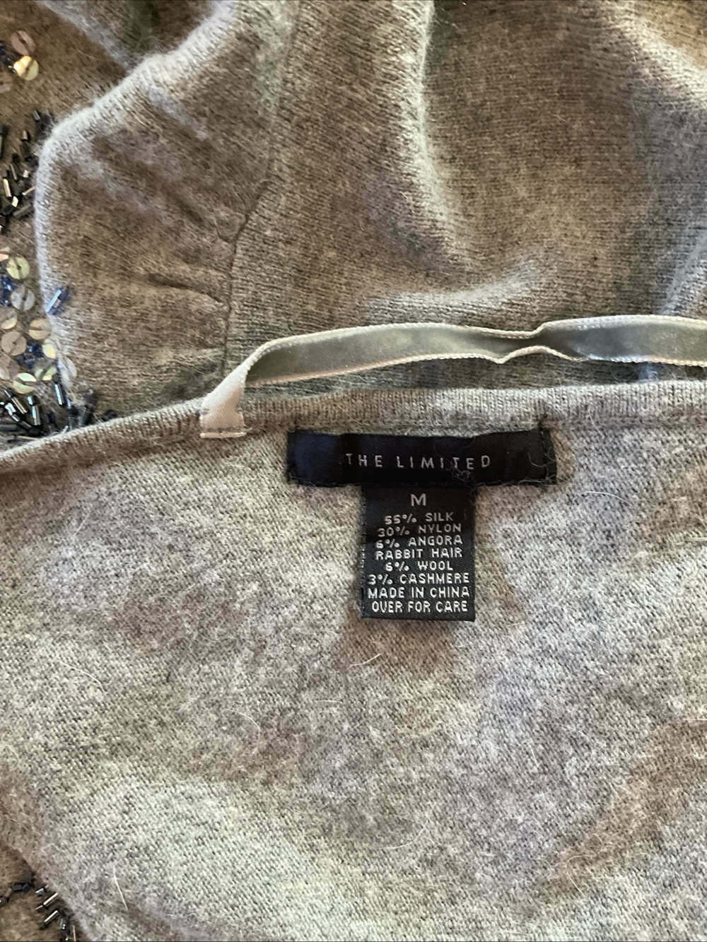 The Limited Light Gray Embellished V-Neck Sleeveless Sweater Vest - Picture 3 of 3